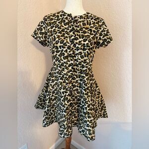 Zara button down short dress with swing skirt, animal print leopard print sz L